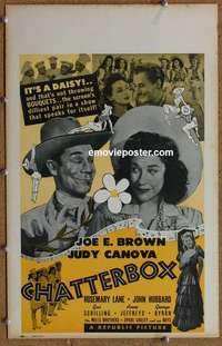 g371 CHATTERBOX window card movie poster '43 Joe E. Brown, Judy Canova