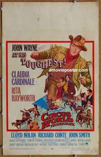 g380 CIRCUS WORLD window card movie poster '65 John Wayne, Claudia Cardinale