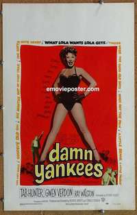 g392 DAMN YANKEES window card movie poster '58 baseball, sexy Gwen Verdon!