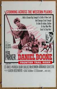 g395 DANIEL BOONE FRONTIER TRAIL RIDER window card movie poster '66 Fess Parker