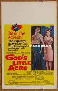 g445 GOD'S LITTLE ACRE window card movie poster '58 Robert Ryan, Aldo Ray