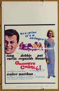 g447 GOODBYE CHARLIE window card movie poster '64 Tony Curtis, Deb Reynolds