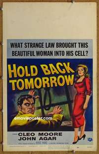 g464 HOLD BACK TOMORROW window card movie poster '55 Cleo Moore, John Agar