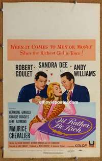 g473 I'D RATHER BE RICH window card movie poster '64 Sandra Dee, Goulet