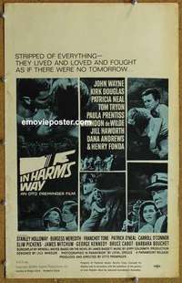 g475 IN HARM'S WAY window card movie poster '65 John Wayne, Saul Bass art!