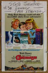 g477 IN SEARCH OF THE CASTAWAYS window card movie poster '62 Hayley Mills