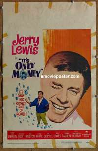g484 IT'S ONLY MONEY window card movie poster '62 Jerry Lewis, O'Brien