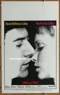 g491 JOHN & MARY window card movie poster '69 Dustin Hoffman, Mia Farrow