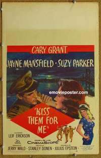 g503 KISS THEM FOR ME window card movie poster '57 Cary Grant, Suzy Parker