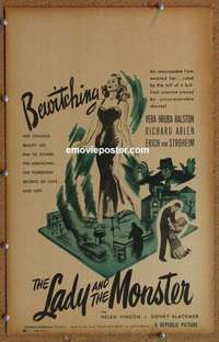 g505 LADY & THE MONSTER window card movie poster '44 Erich von Stroheim