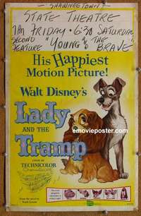 g506 LADY & THE TRAMP window card movie poster R62 Walt Disney classic!
