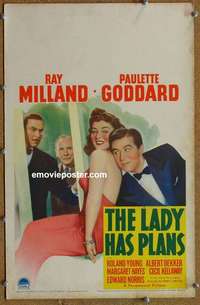 g507 LADY HAS PLANS window card movie poster '42 Ray Milland, Paulette Goddard