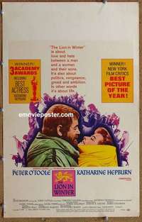 g516 LION IN WINTER window card movie poster '68 Kate Hepburn, O'Toole