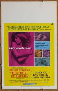 g523 LOVES OF ISADORA window card movie poster '69 sexy Vanessa Redgrave!