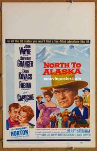 g556 NORTH TO ALASKA window card movie poster '60 John Wayne, Stewart Granger