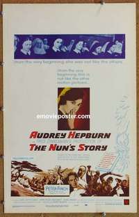 g557 NUN'S STORY window card movie poster '59 religious Audrey Hepburn!