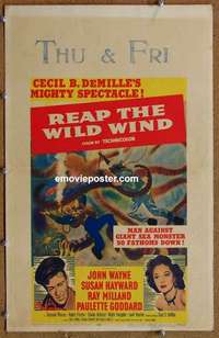 g591 REAP THE WILD WIND window card movie poster R54 John Wayne, Milland