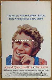 g595 REIVERS window card movie poster '70 Steve McQueen is the head!