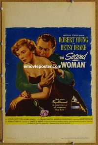 g611 SECOND WOMAN window card movie poster '50 Robert Young, film noir!