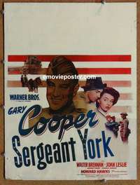 g612 SERGEANT YORK window card movie poster '41 Gary Cooper, Howard Hawks
