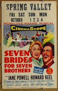 g614 SEVEN BRIDES FOR SEVEN BROTHERS window card movie poster '54 Jane Powell