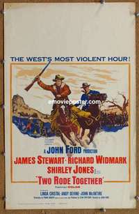 g676 TWO RODE TOGETHER window card movie poster '60 James Stewart, John Ford