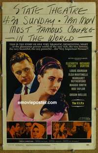 g684 VIPs window card movie poster '63 Elizabeth Taylor, Burton, Jourdan