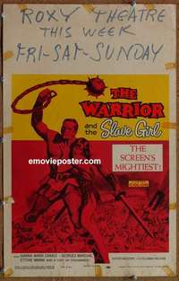 g686 WARRIOR & THE SLAVE GIRL window card movie poster '59 Italian epic!
