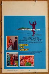 g713 ZORBA THE GREEK window card movie poster '65 Anthony Quinn, Alan Bates