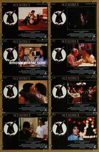j309 MOONSTRUCK 8 English movie lobby cards '87 Cher, Nicholas Cage