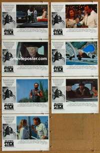 j192 STICK 7 English movie lobby cards '85 Burt Reynolds, Elmore Lenoard