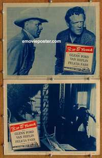 h009 3:10 TO YUMA 2 movie lobby cards '57 Glenn Ford, Heflin, Daves