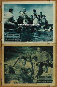 h013 ABANDON SHIP 2 movie lobby cards '57 Tyrone Power, Mai Zetterling