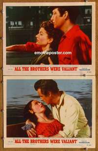 h019 ALL THE BROTHERS WERE VALIANT 2 movie lobby cards '53 Robert Taylor