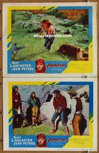 h022 APACHE 2 movie lobby cards '54 Burt Lancaster, Native Americans!