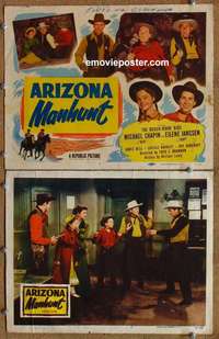 h027 ARIZONA MANHUNT 2 movie lobby cards '51 Rough-Ridin' Kids!
