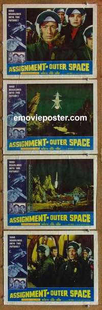 h582 ASSIGNMENT-OUTER SPACE 4 movie lobby cards '62 Italian sci-fi!