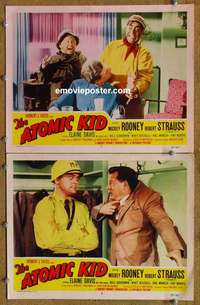 h029 ATOMIC KID 2 movie lobby cards '55 Mickey Rooney, Robert Strauss