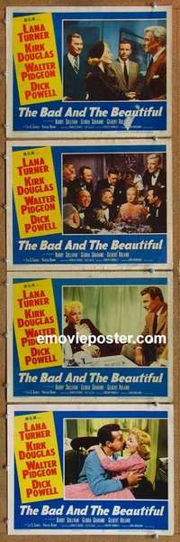 h583 BAD & THE BEAUTIFUL 4 movie lobby cards '53 Turner, Douglas