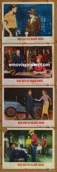 h584 BAD DAY AT BLACK ROCK 4 movie lobby cards '55 Spencer Tracy