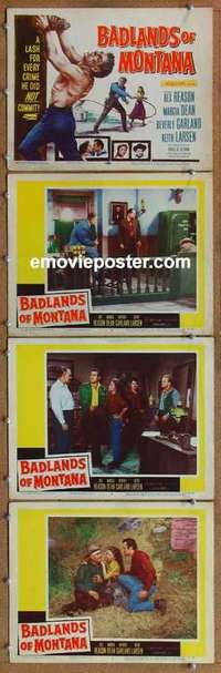 h585 BADLANDS OF MONTANA 4 movie lobby cards '57 Rex Reason, western!