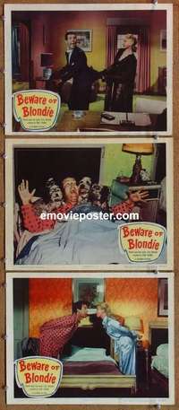 h408 BEWARE OF BLONDIE 3 movie lobby cards '50 Penny Singleton, Lake