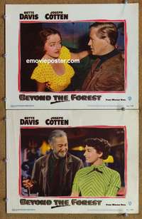 h039 BEYOND THE FOREST 2 movie lobby cards '49 bad Bette Davis!