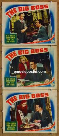 h409 BIG BOSS 3 movie lobby cards '41 Otto Kruger, Gloria Dickson
