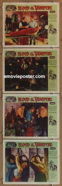 h592 BLOOD OF THE VAMPIRE 4 movie lobby cards '58 Donald Wolfit