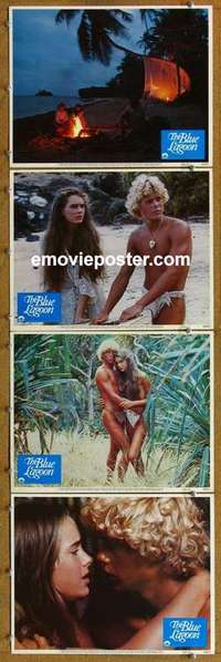 h593 BLUE LAGOON 4 movie lobby cards '80 Brooke Shields, Chris Atkins