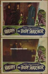 h050 BODY SNATCHER 2 movie lobby cards '45 Boris Karloff, Bela Lugosi