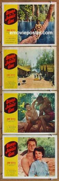 h595 BOMBA & THE JUNGLE GIRL 4 movie lobby cards '53 Johnny Sheffield