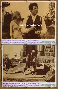 h052 BONNIE & CLYDE 2 movie lobby cards '67 Warren Beatty, Faye Dunaway