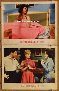 h064 BUTTERFIELD 8 2 movie lobby cards '60 callgirl Elizabeth Taylor!